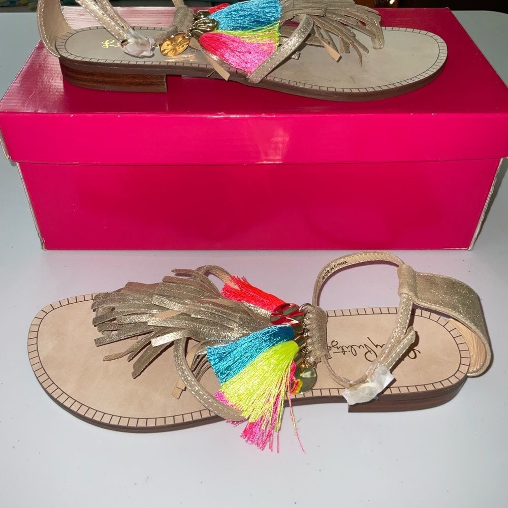 Lilly Pulitzer NWT Zoe Sandals Gold Metallic Size 7, 9.5 M - Picture 16 of 16